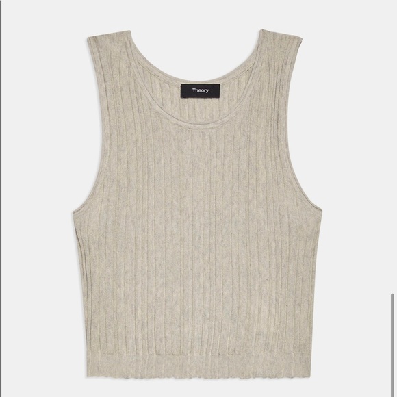 THEORY CROPPED TANK IN COTTON CASHMERE - Picture 1 of 5
